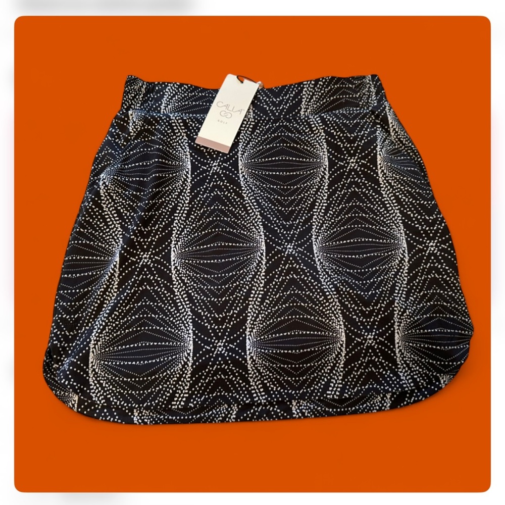 CALIA 16" BIRDIE SKORT BLACK GEO PRINT Women's XS GOLF TENNIS PICKLEBALL